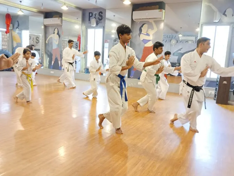 Traditional karate practice at KGI Gujarat